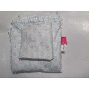 Isaac Mizrahi Flat Sheet Full Size, Green Heart,Preowned EUC, Pillowcase